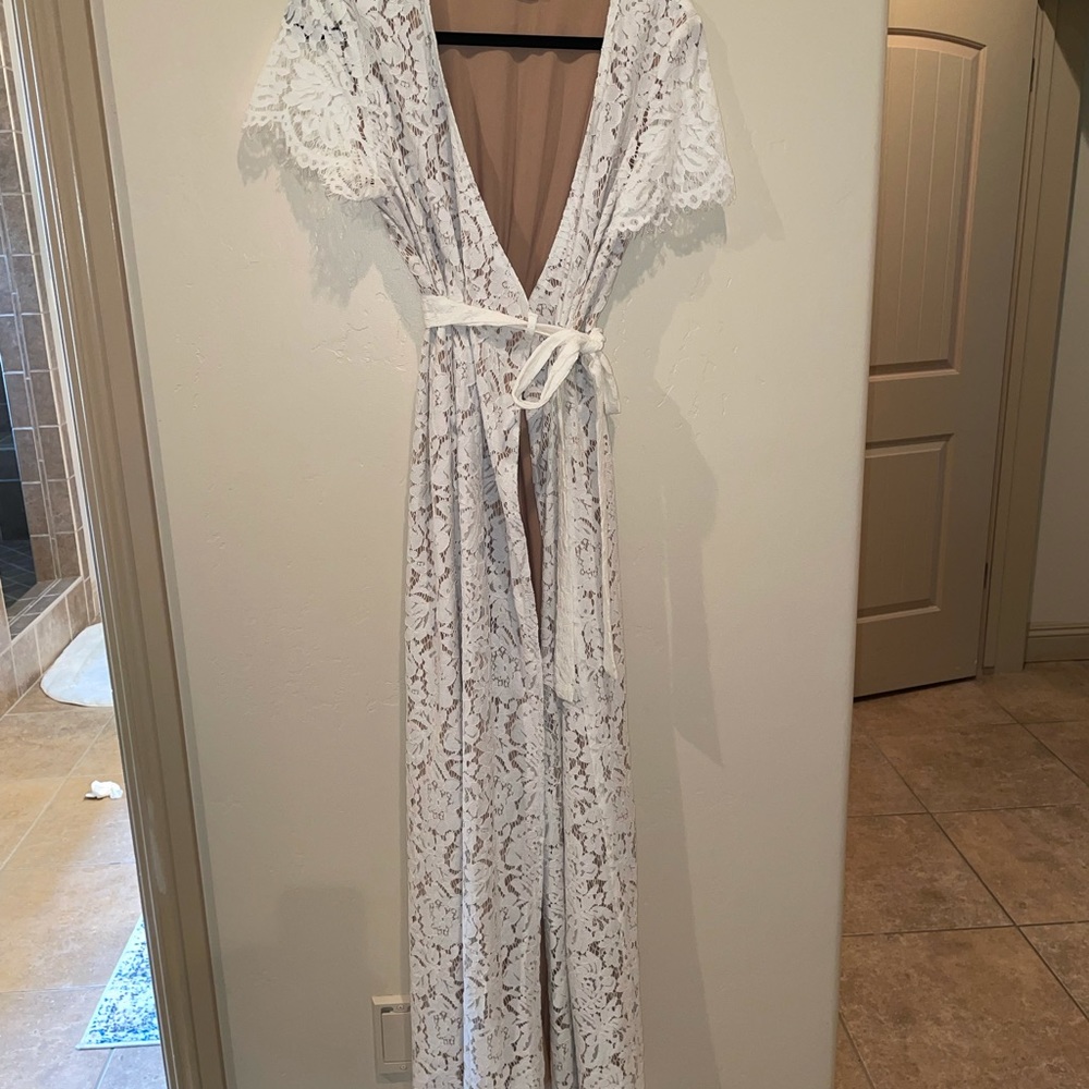 Vici Lace White Wrap Dress